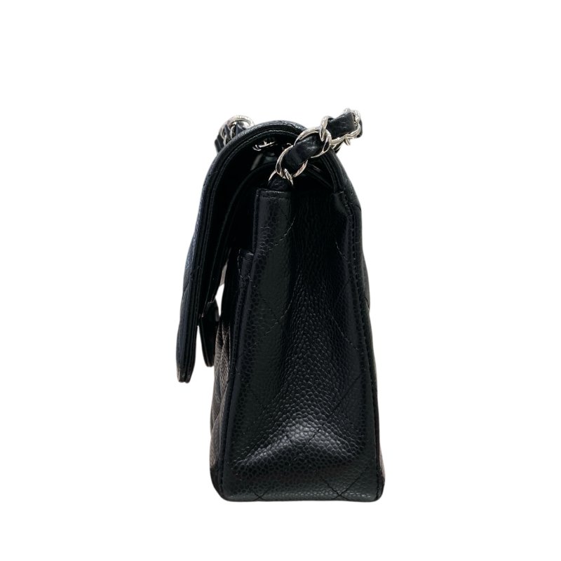 CHANEL 香奈兒 CF25翻蓋包 黑色 荔枝牛皮 銀釦-3