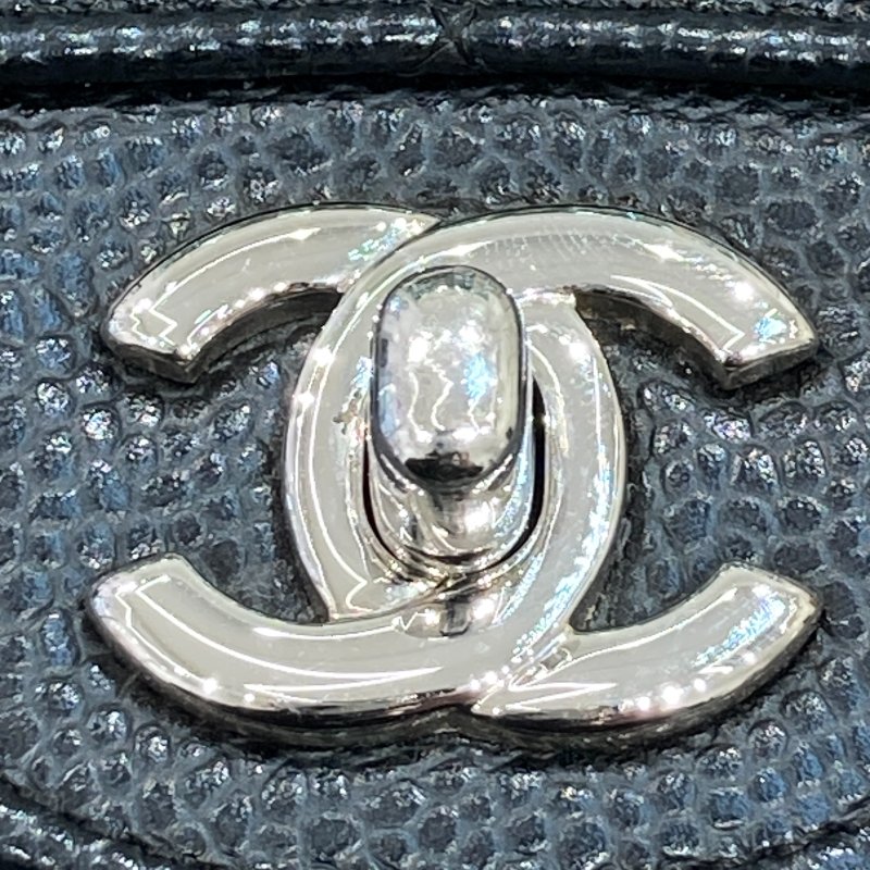CHANEL 香奈兒 CF25翻蓋包 黑色 荔枝牛皮 銀釦-16