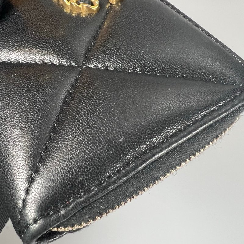 CHANEL 19ㄇ拉中夾 黑羊皮 晶片款-8