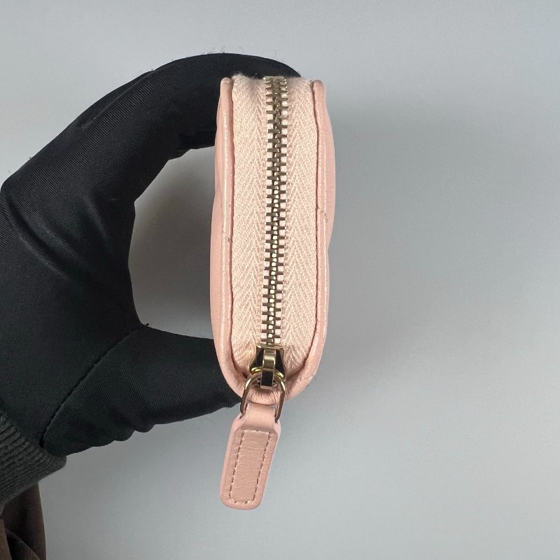 CHANEL 19粉ㄇ拉零錢短夾 晶片款-3