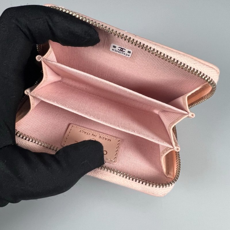 CHANEL 19粉ㄇ拉零錢短夾 晶片款-4