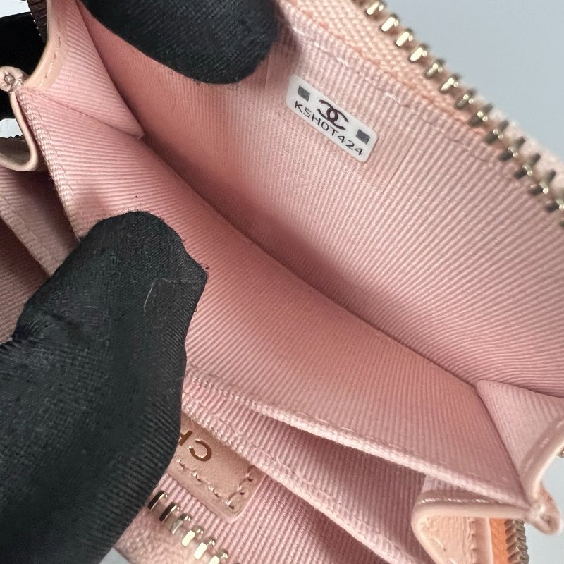 CHANEL 19粉ㄇ拉零錢短夾 晶片款-6