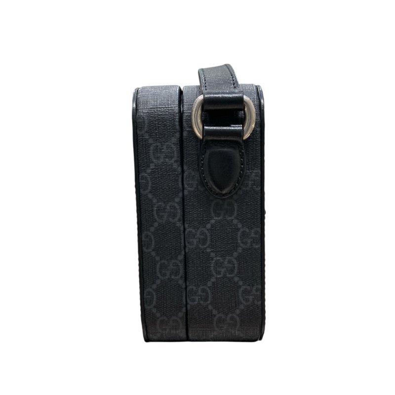 GUCCI 古馳 724717 老花小盒子斜背包 皮革 黑色 銀釦-3