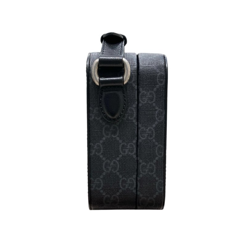 GUCCI 古馳 724717 老花小盒子斜背包 皮革 黑色 銀釦-4