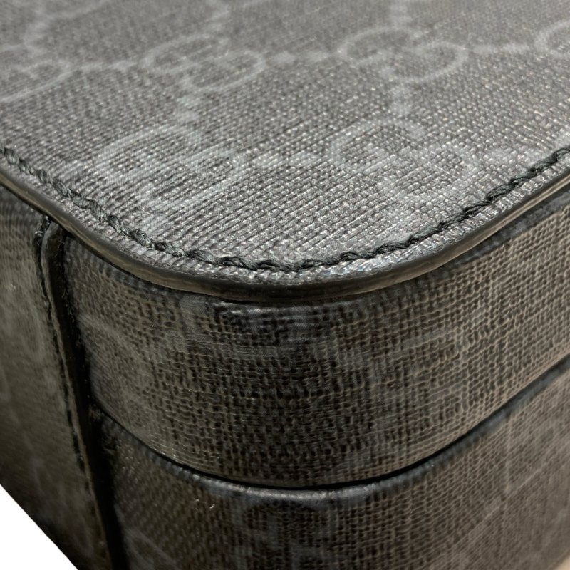 GUCCI 古馳 724717 老花小盒子斜背包 皮革 黑色 銀釦-10