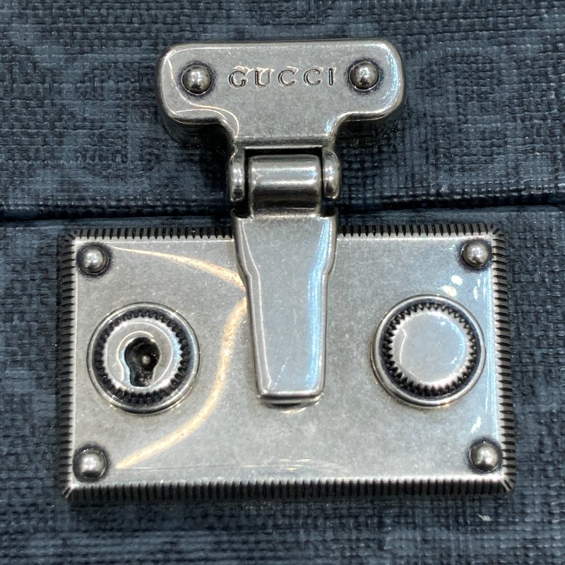 GUCCI 古馳 724717 老花小盒子斜背包 皮革 黑色 銀釦-14