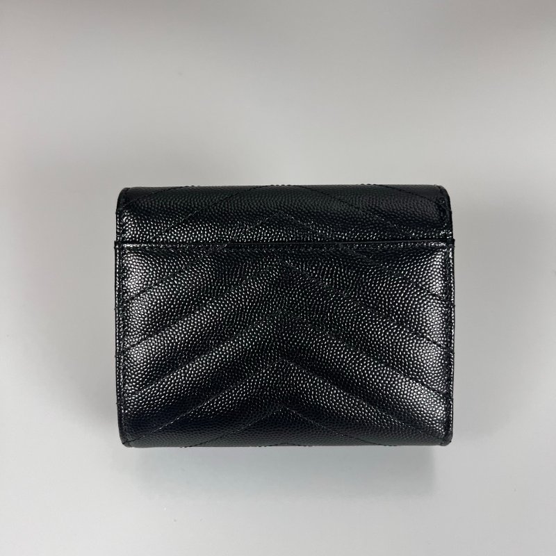 全新品 YSL 403943 黑金魚子醬三折短夾-1