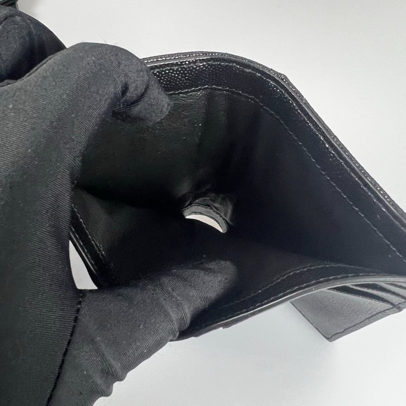 全新品 YSL 403943 黑金魚子醬三折短夾-5