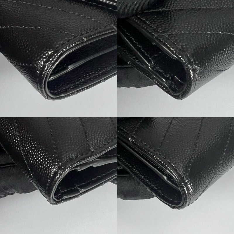 全新品 YSL 403943 黑金魚子醬三折短夾-7