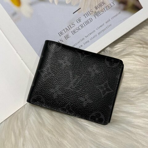 LV 黑灰老花短夾