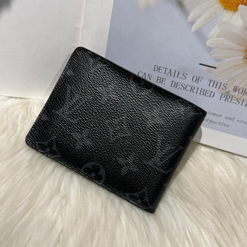 LV 黑灰老花短夾-1