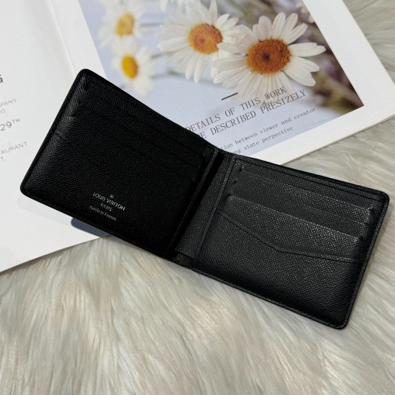 LV 黑灰老花短夾-5