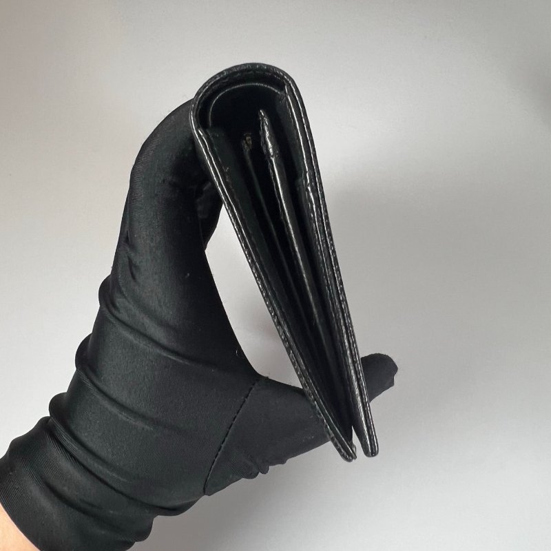 CHANEL 浮雕荔枝皮革對開長夾 黑 保卡款11開-2