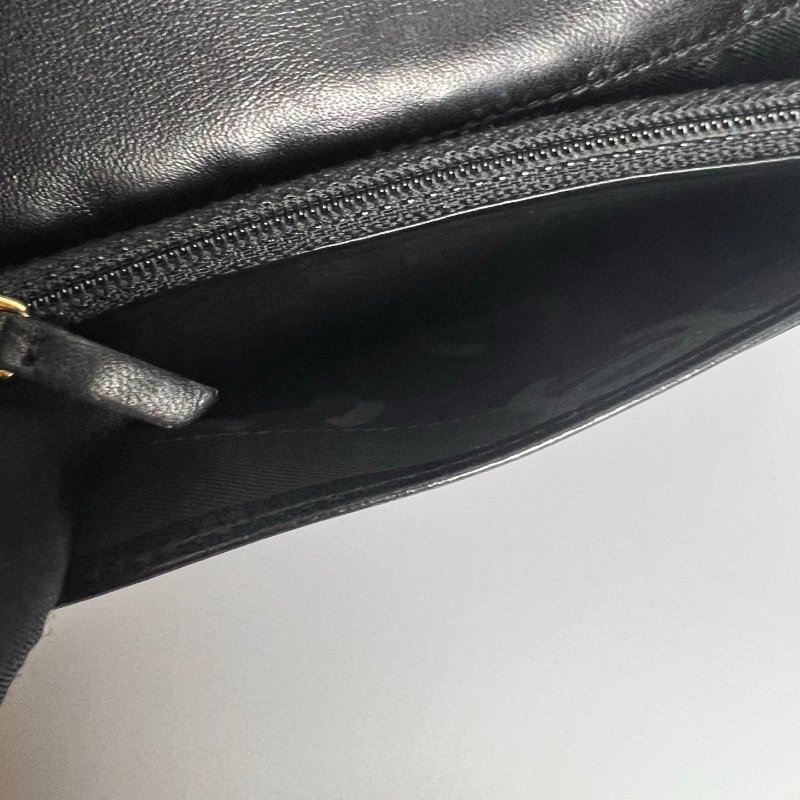 CHANEL 浮雕荔枝皮革對開長夾 黑 保卡款11開-10