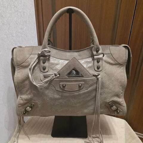 Balenciaga 巴黎世家 中款  機車包 氣質灰