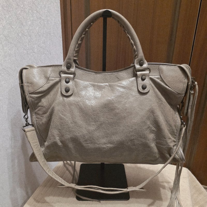 Balenciaga 巴黎世家 中款 機車包 氣質灰-1