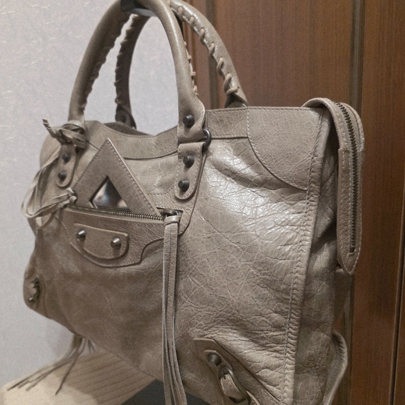 Balenciaga 巴黎世家 中款 機車包 氣質灰-6