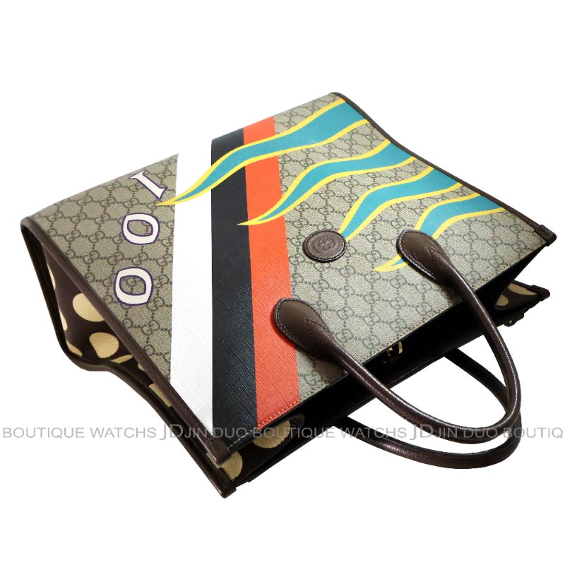 金鐸精品~2512 GUCCI古馳 100 Centum系列限量版幾何印花 GG Supreme中型手提側肩背托特包-4