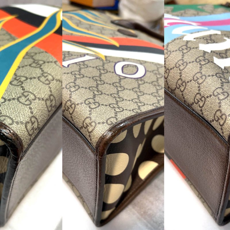 金鐸精品~2512 GUCCI古馳 100 Centum系列限量版幾何印花 GG Supreme中型手提側肩背托特包-7