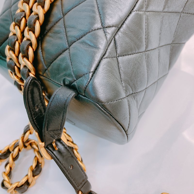 MS0591 Chanel 香奈兒 中古 雙肩包 背包 羊皮 黑色  24K黃金扣 Vinatge Duma 23cm Lambskin Black x Ghw-8