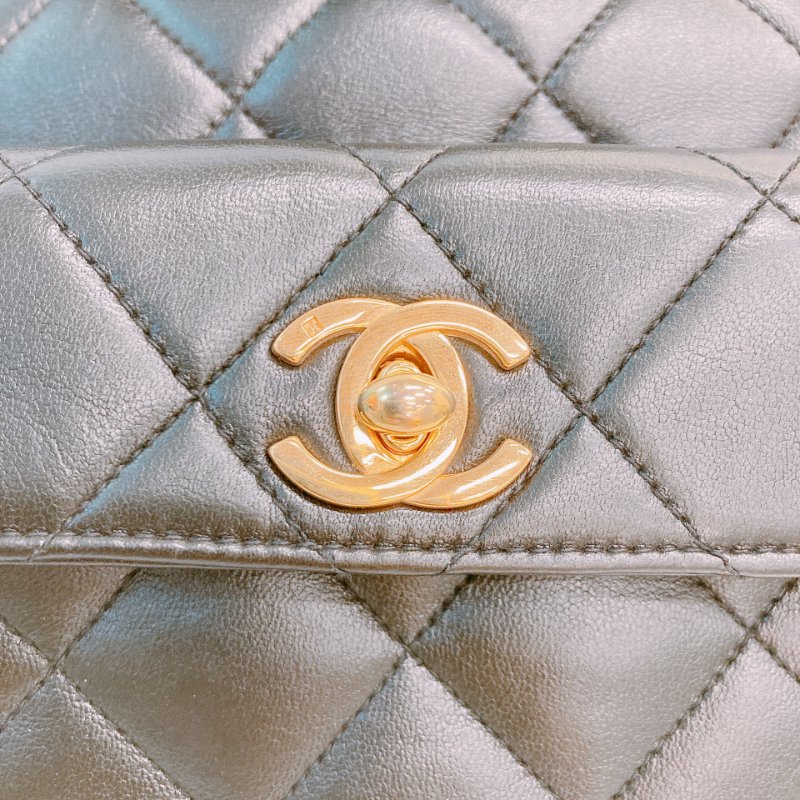 MS0591 Chanel 香奈兒 中古 雙肩包 背包 羊皮 黑色  24K黃金扣 Vinatge Duma 23cm Lambskin Black x Ghw-11