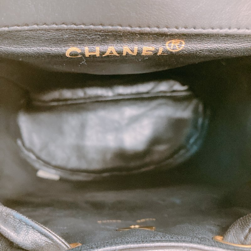 MS0591 Chanel 香奈兒 中古 雙肩包 背包 羊皮 黑色  24K黃金扣 Vinatge Duma 23cm Lambskin Black x Ghw-14