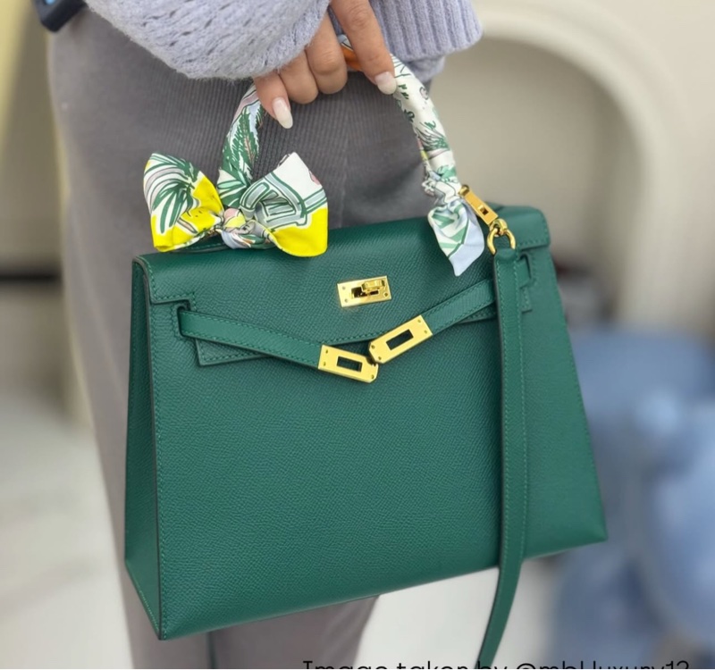 全新Hermes Kelly25 外縫 高雅綠搭配金釦Epsom-1