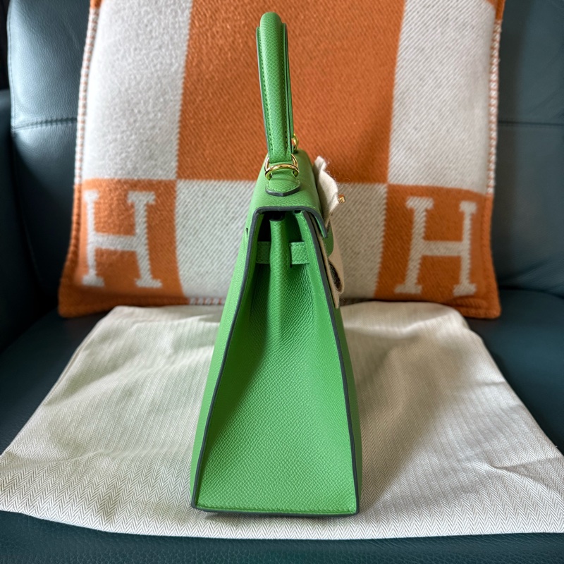 全新Hermes Kelly25 外縫 高雅綠搭配金釦Epsom-6