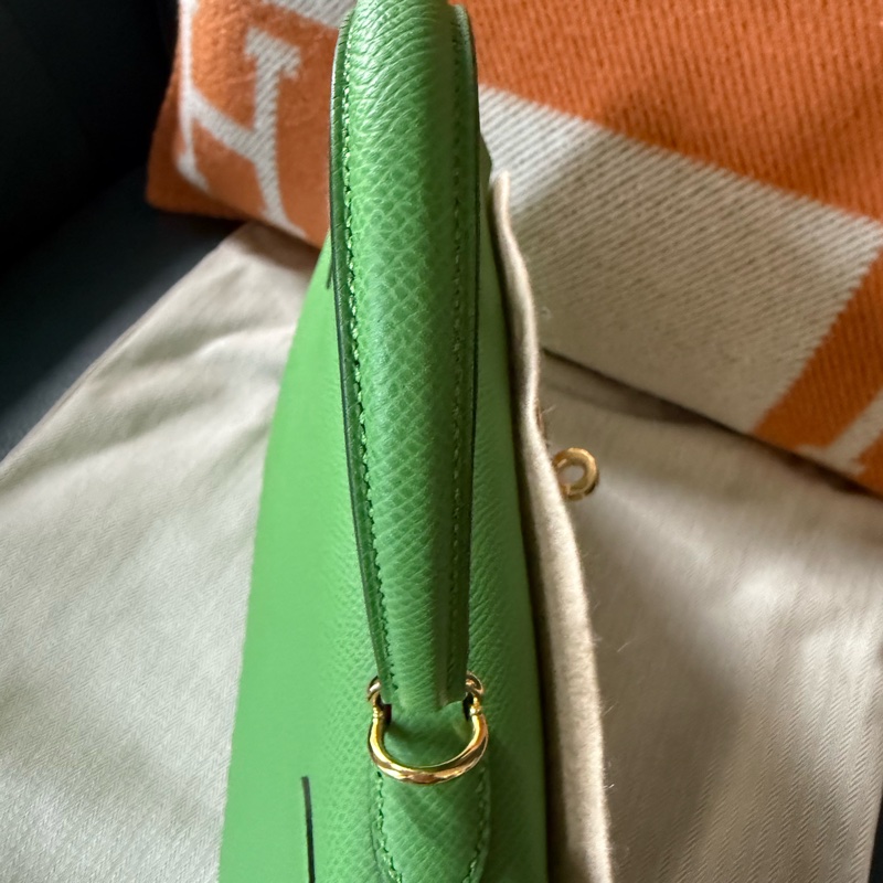 全新Hermes Kelly25 外縫 高雅綠搭配金釦Epsom-17