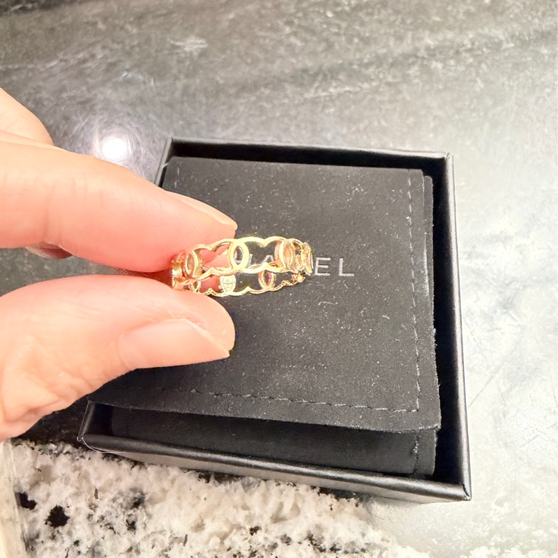 Chanel 香奈兒 雙c logo 鏤空戒指-1