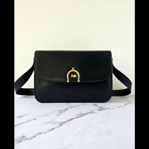 【LA LUNE】絕版中古包 Celine黑金馬車包 單肩包 側背包 古董包 側孭包 斜背