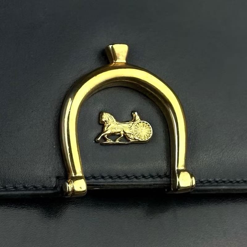 【LA LUNE】絕版中古包 Celine黑金馬車包 單肩包 側背包 古董包 側孭包 斜背-3