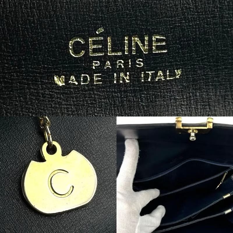 【LA LUNE】絕版中古包 Celine黑金馬車包 單肩包 側背包 古董包 側孭包 斜背-6