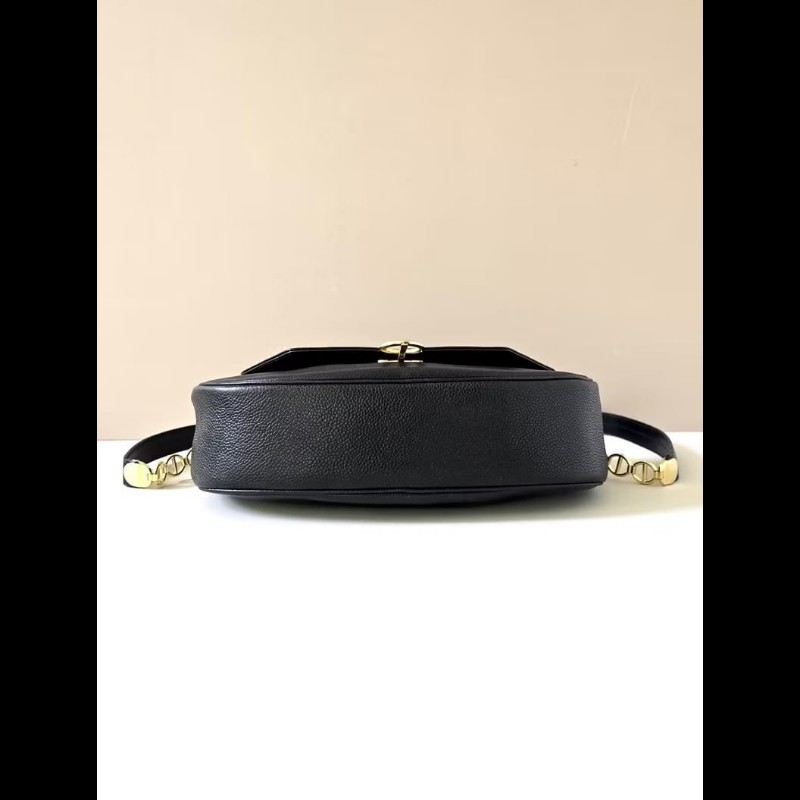 【LA LUNE】絕版中古包 Dior黑金魚子醬元寶包 單肩包 側背包 斜背包 側孭包-1