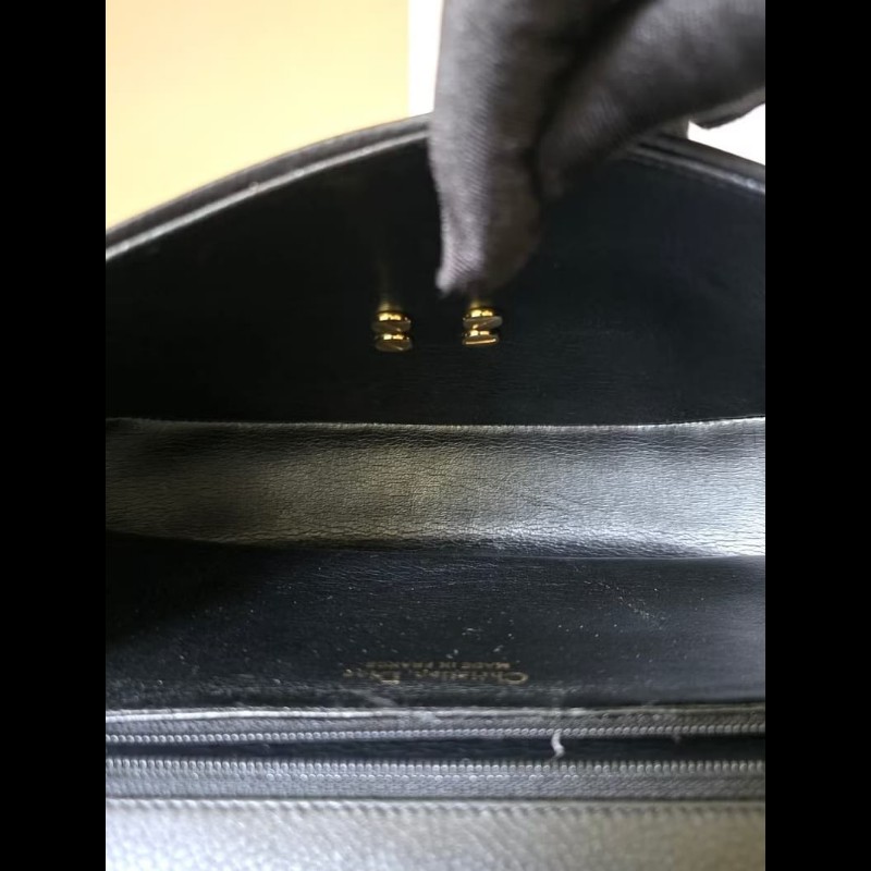 【LA LUNE】絕版中古包 Dior黑金魚子醬元寶包 單肩包 側背包 斜背包 側孭包-2