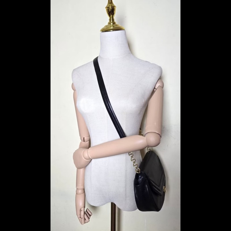 【LA LUNE】絕版中古包 Dior黑金魚子醬元寶包 單肩包 側背包 斜背包 側孭包-5