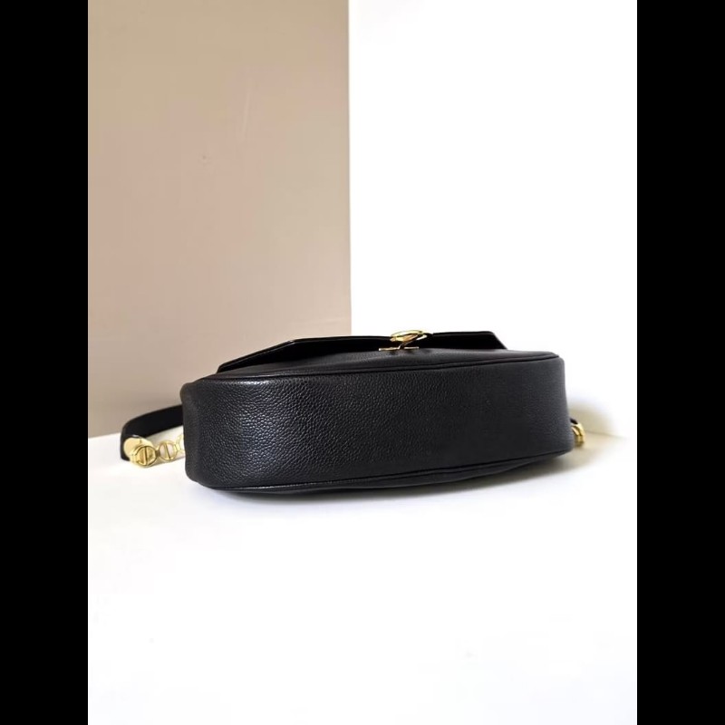 【LA LUNE】絕版中古包 Dior黑金魚子醬元寶包 單肩包 側背包 斜背包 側孭包-7