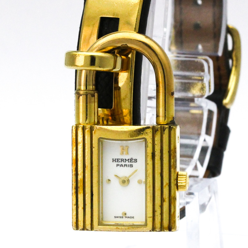 愛馬仕 Kelly 女士腕錶，鍍金皮革錶帶，石英機芯-1