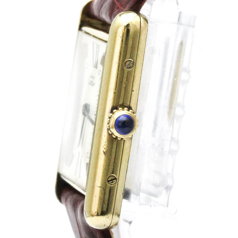 卡地亞 Tank Vermeil 鍍金皮革石英男士腕錶 590005-3