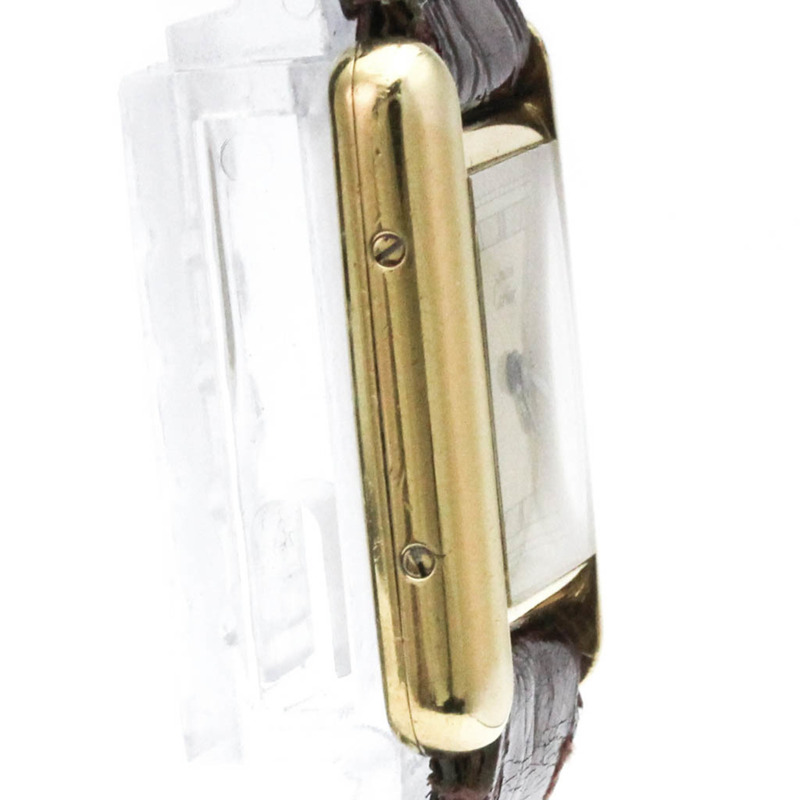 卡地亞 Must Tank 鍍金皮革石英女士腕錶 366001-7