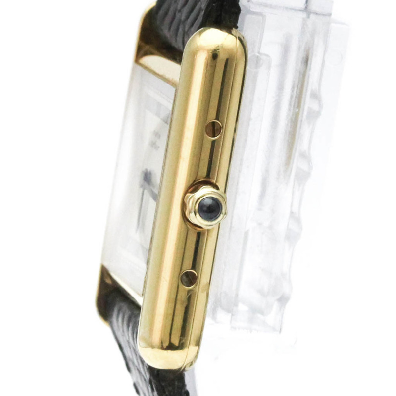 卡地亞 Must Tank 鍍金皮革石英女士腕錶 366001-3