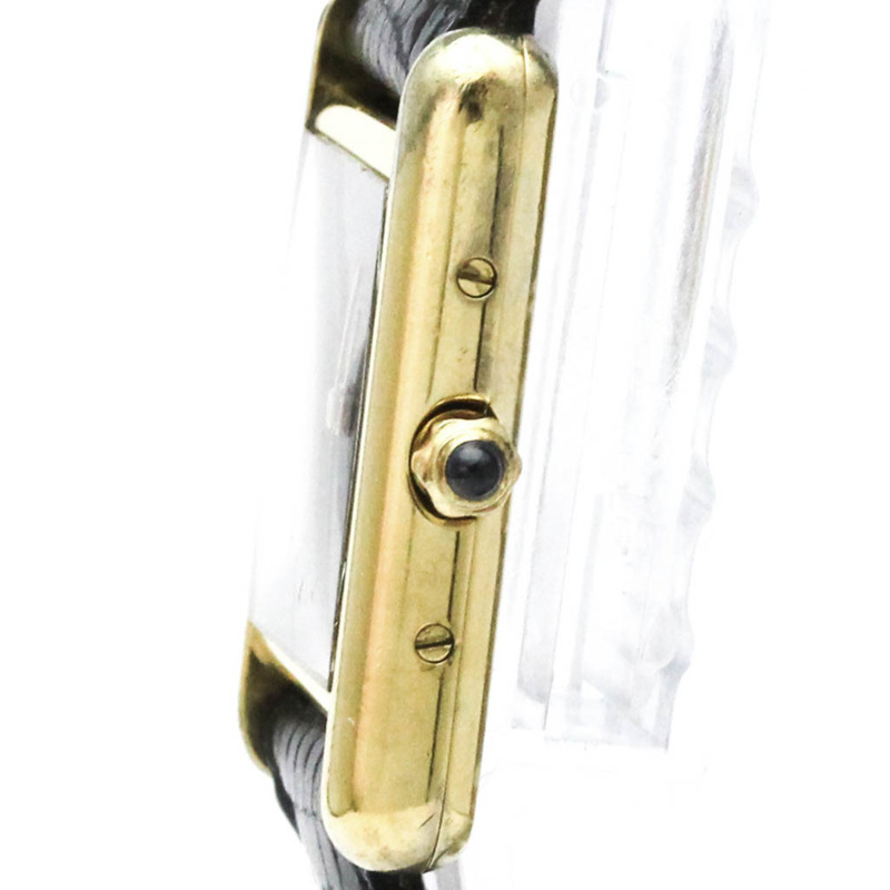 卡地亞 Must Tank 鍍金皮革石英女士腕錶 366001-3