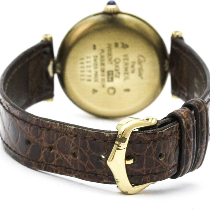 卡地亞 Must 鍍金皮革石英女士腕錶 W1001953-4