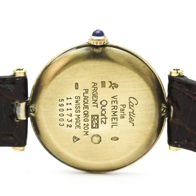 卡地亞 Must 鍍金皮革石英女士腕錶 W1001953-5