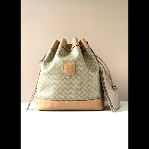 【LA LUNE】絕版古董包 Celine老花中古水桶包 單肩包 皮革包 斜背復古二手