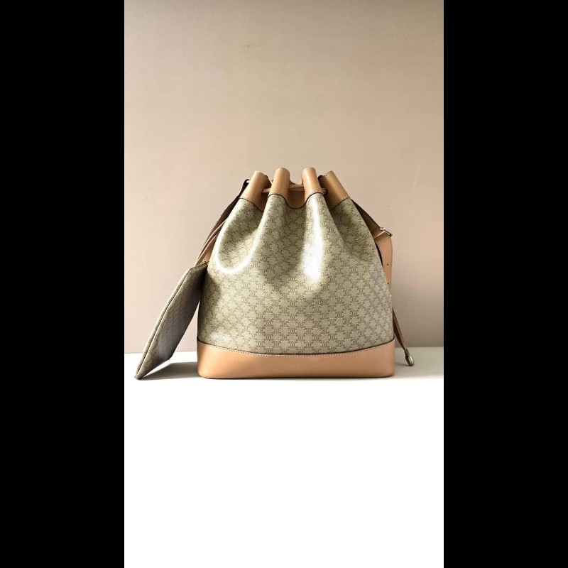 【LA LUNE】絕版古董包 Celine老花中古水桶包 單肩包 皮革包 斜背復古二手-1