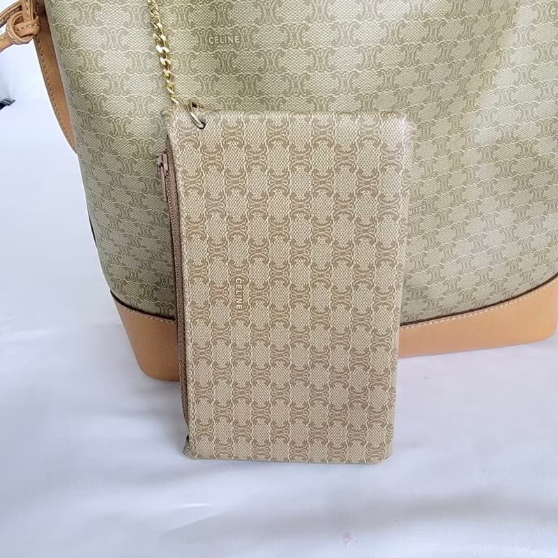 【LA LUNE】絕版古董包 Celine老花中古水桶包 單肩包 皮革包 斜背復古二手-3