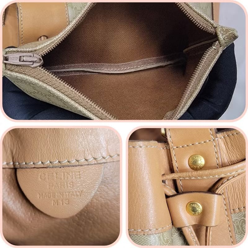 【LA LUNE】絕版古董包 Celine老花中古水桶包 單肩包 皮革包 斜背復古二手-6