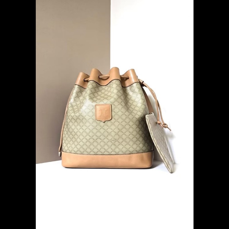 【LA LUNE】絕版古董包 Celine老花中古水桶包 單肩包 皮革包 斜背復古二手-8