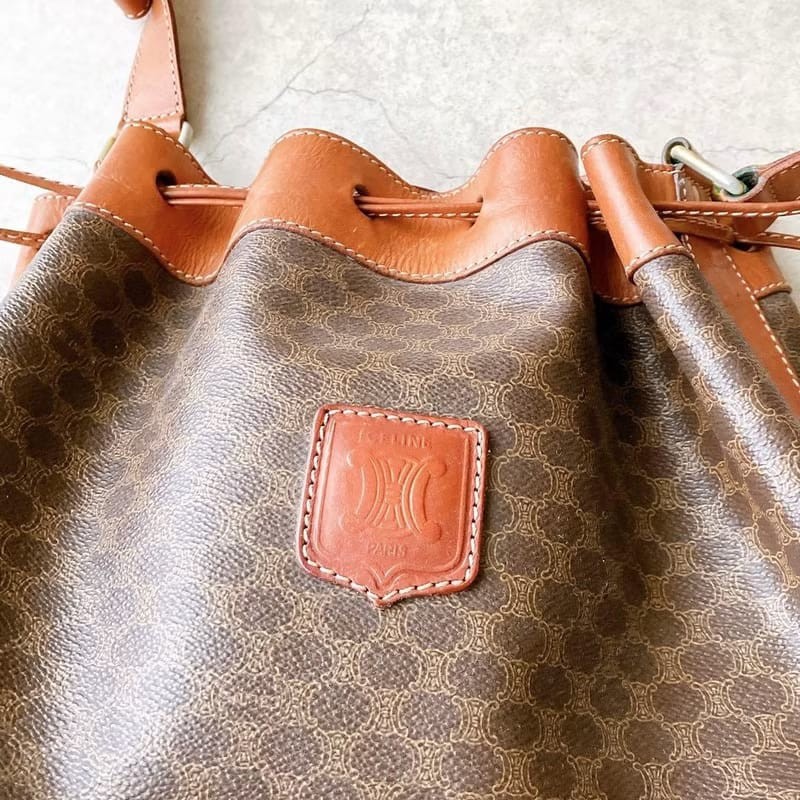 【LA LUNE】絕版古董包 Celine老花中古水桶包 單肩包 皮革包 斜背復古二手-2